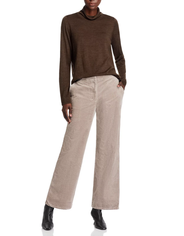 Eileen Fisher Cotton Corduroy Wide Leg Pants MSRP $188