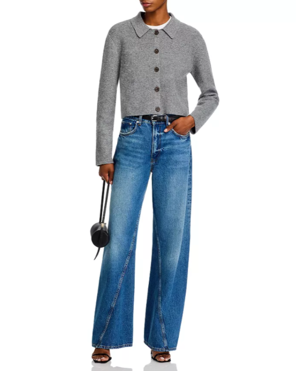 FRENCH CONNECTION Ellie Collared Knit Cardigan MSRP $138