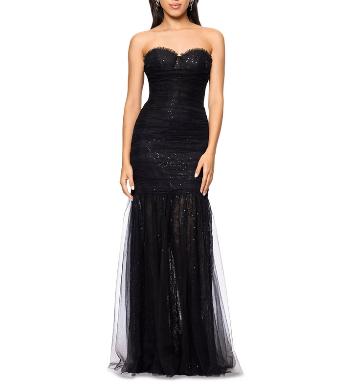 Betsy & Adam Women's Sequined Lace Corset Gown MSRP $299