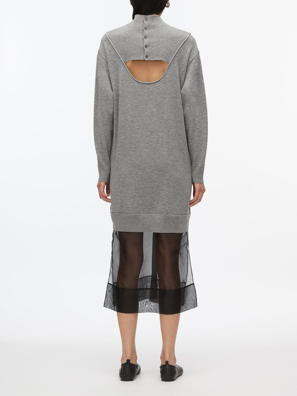 Phillip Lim Mockneck Knit Dress with Lace Inlay Medium Melange MSRP $750