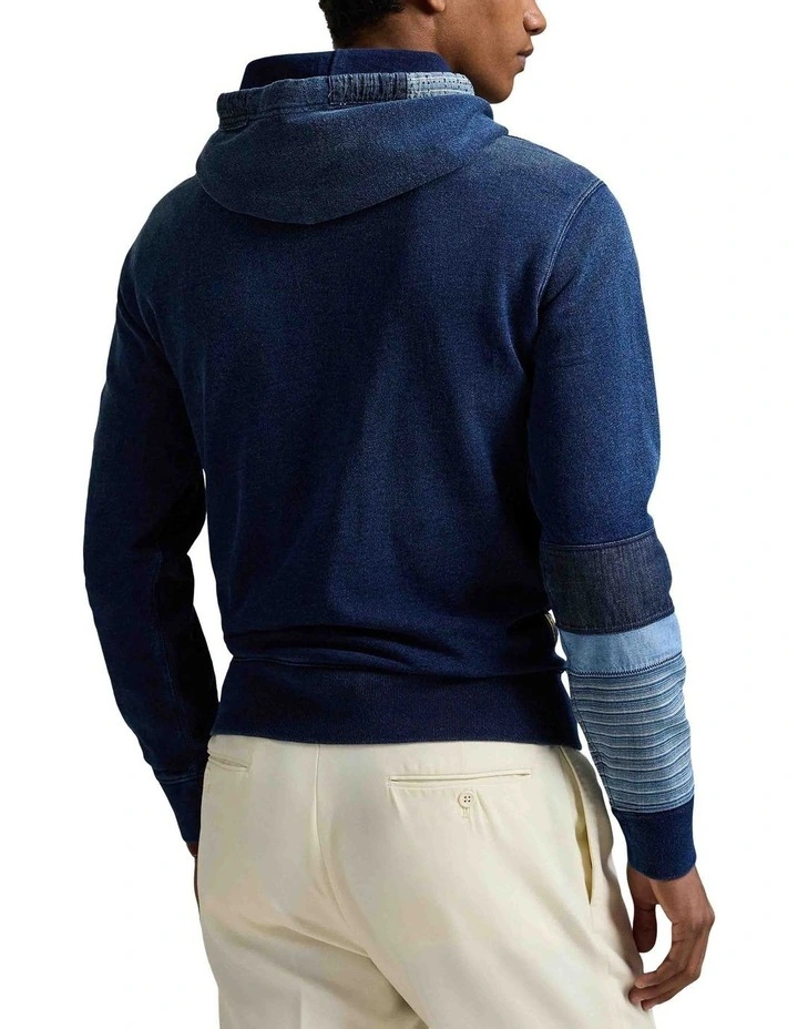 Polo Ralph Lauren Indigo French Terry Patchwork Hoodie MSRP $248