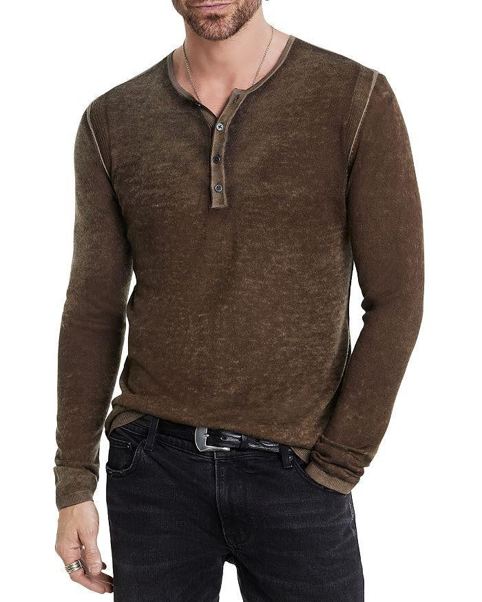 John Varvatos Christie Reversible Regular Fit Long Sleeve Silk Henley MSRP $448