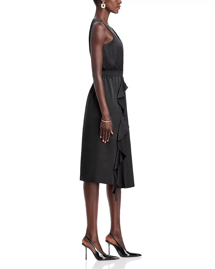 KARL LAGERFELD PARIS Ruffled Sleeveless Midi Dress MSRP $149