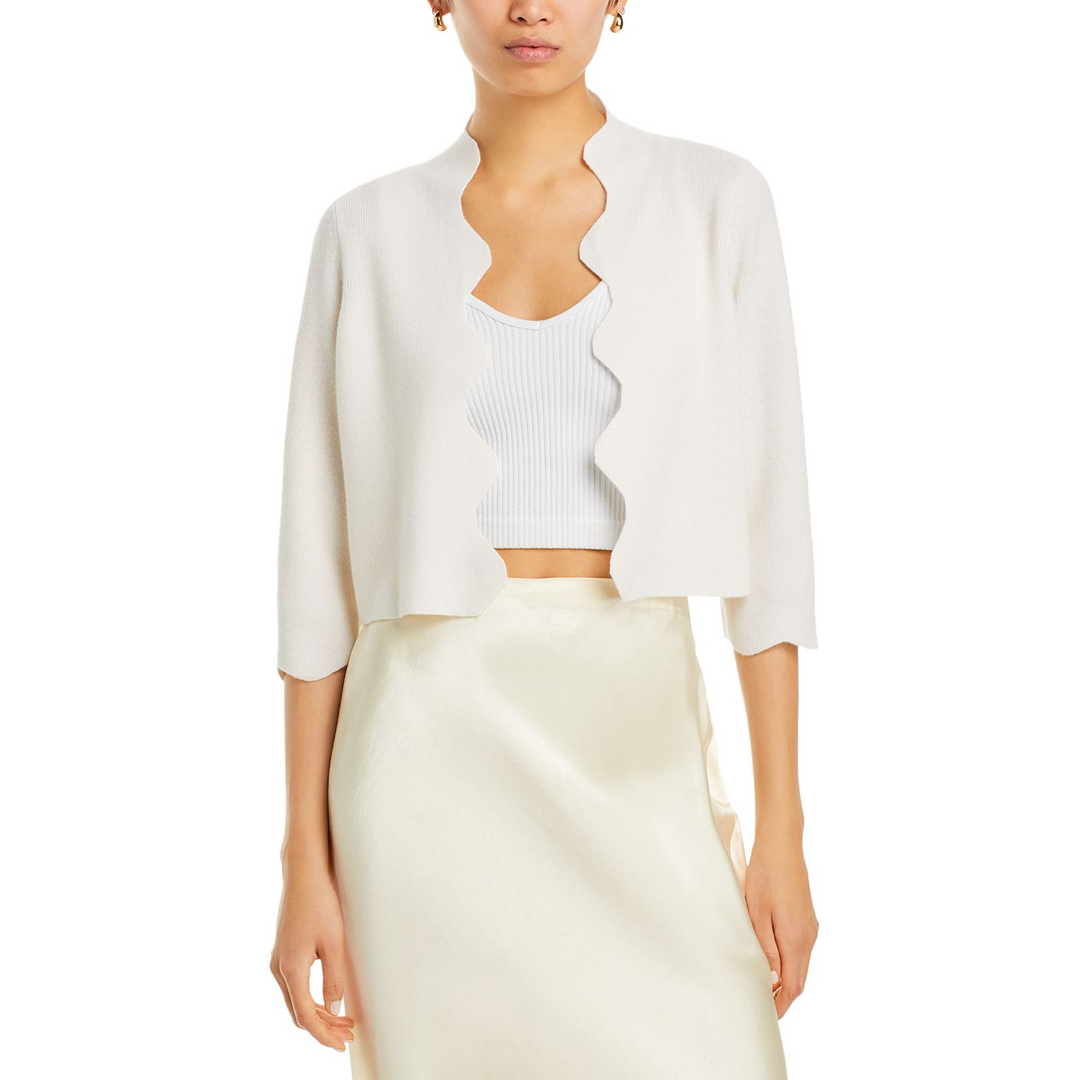 C by Bloomingdale's Cashmere Scalloped Cardigan MSRP $188