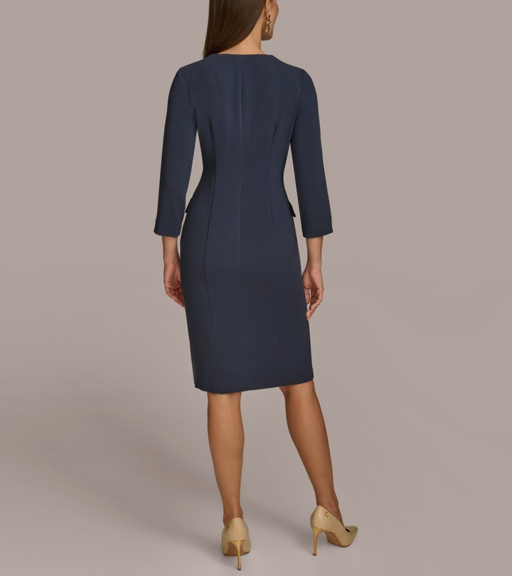 Donna Karan New York 3/4-Sleeve Double-Breasted Midi Blazer Dress MSRP $189