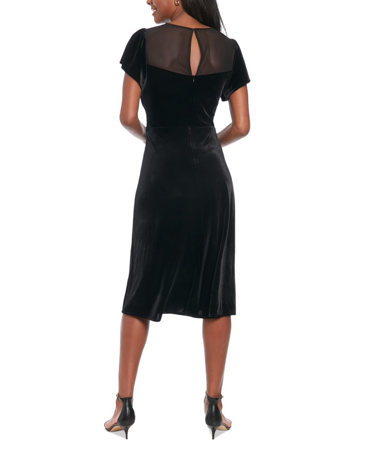 London Times Women's Velvet & Mesh Dress MSRP $99