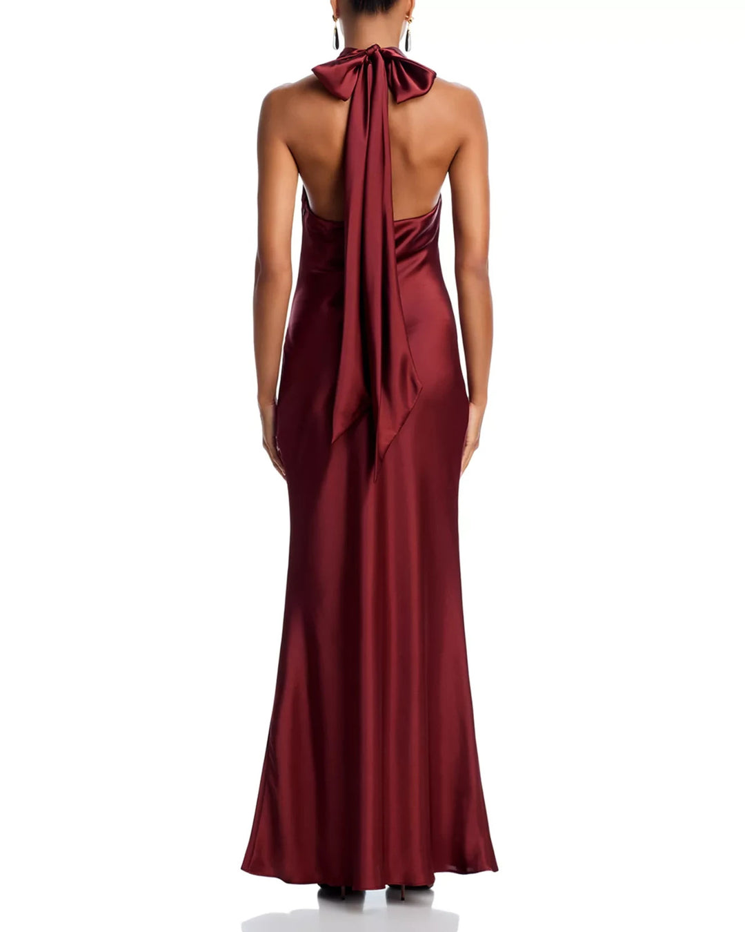 AQUA Charmeuse Halter Neck Long Dress MSRP $228