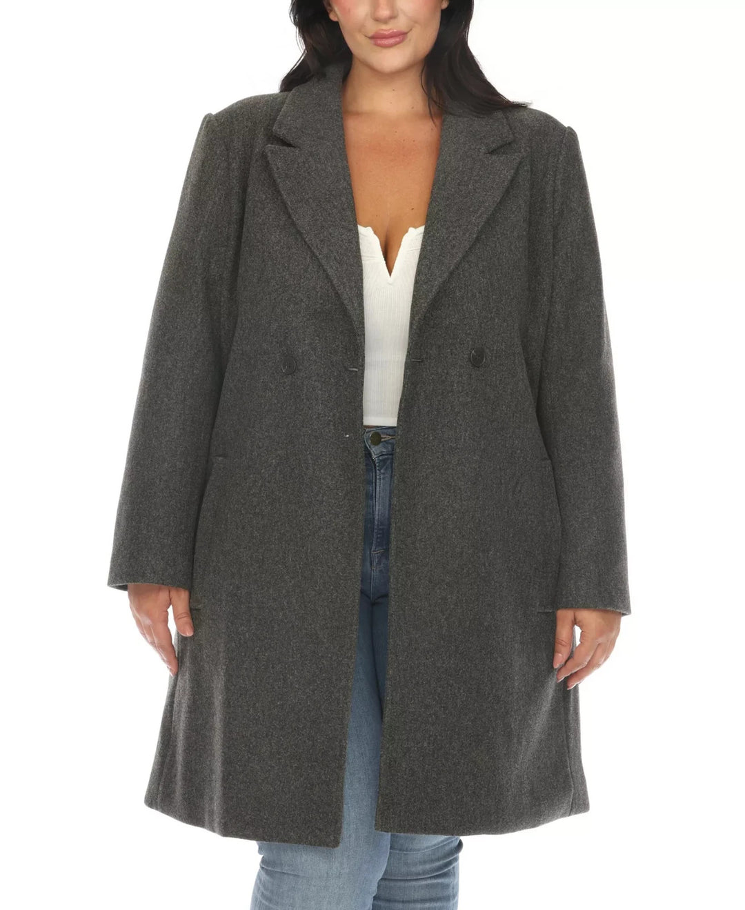 White Mark Plus Size Classic Walker Coat MSRP $148