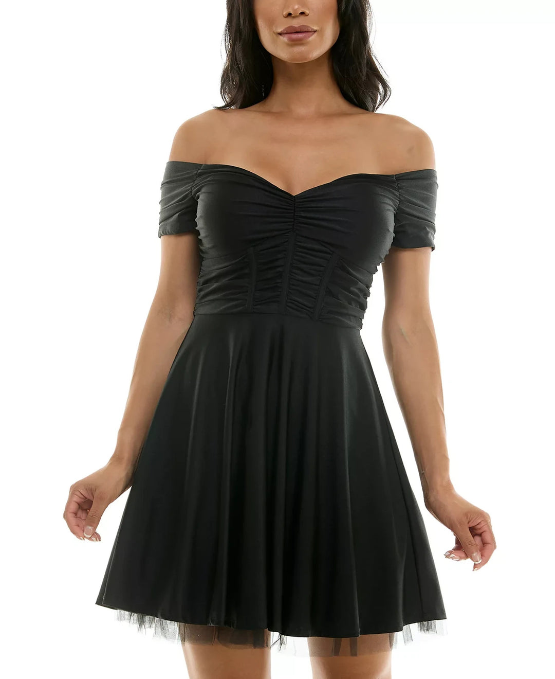 Emerald Sundae Juniors' Corset Off-The-Shoulder Dress MSRP $89