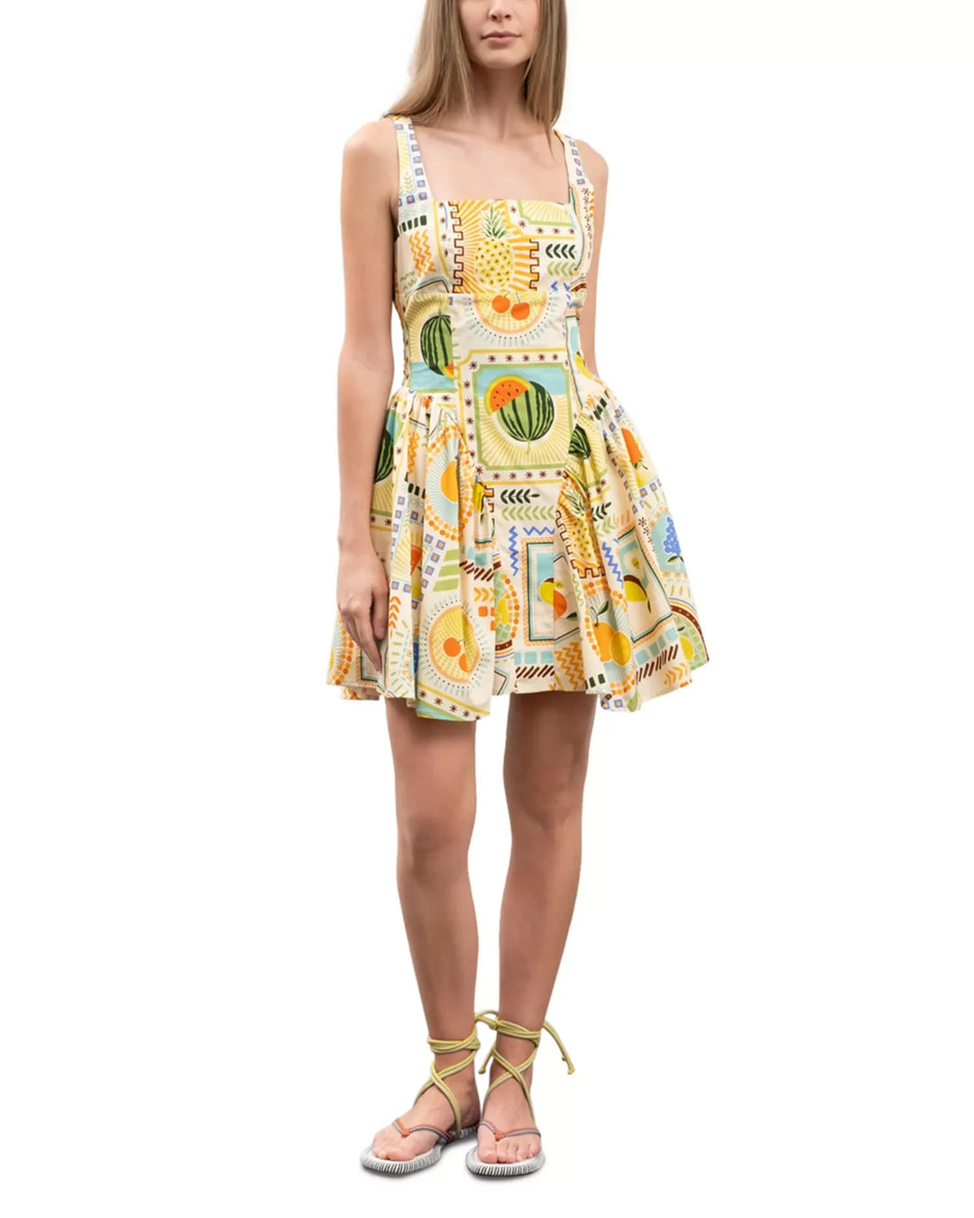 Moon River Printed Corset Poplin Mini Dress MSRP $96