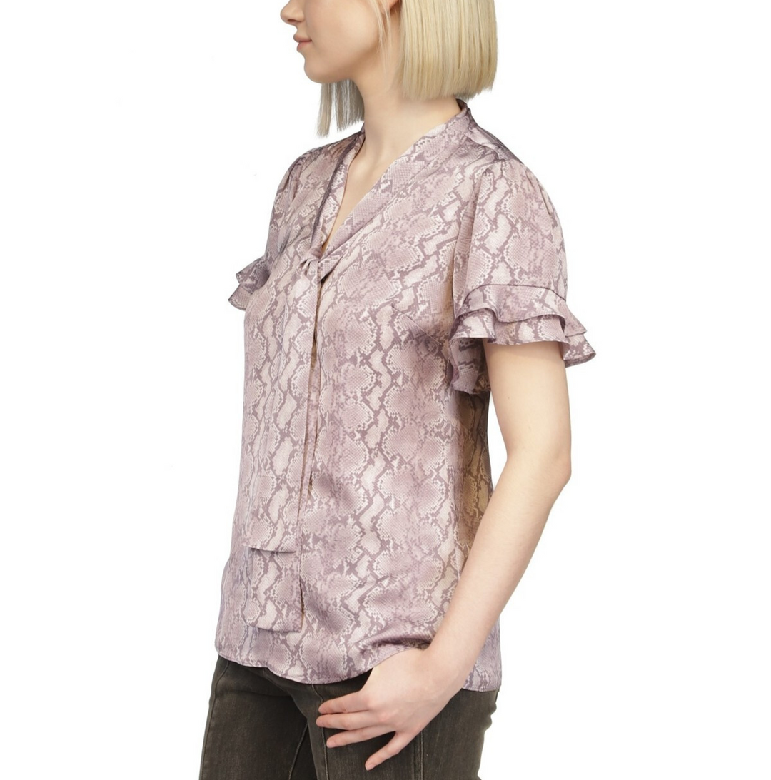 MICHAEL  Michael Kors Snake-Print Tie-Neck Top MSRP $98