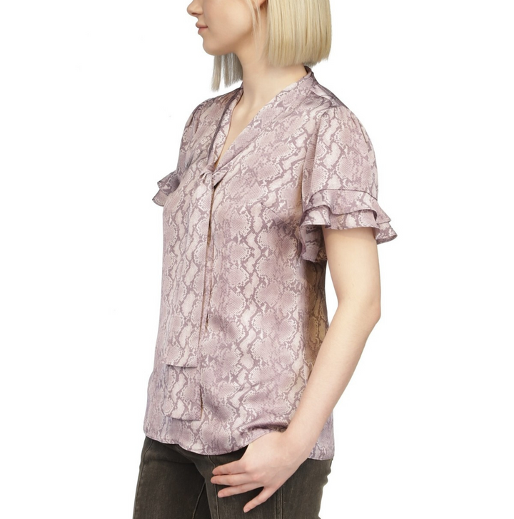 MICHAEL  Michael Kors Snake-Print Tie-Neck Top MSRP $98