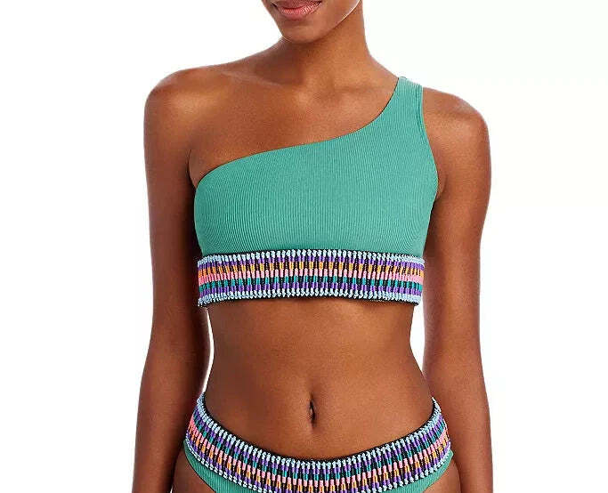 Peixoto Zoni Asymmetric Contrast Trim Bikini Top MSRP $80
