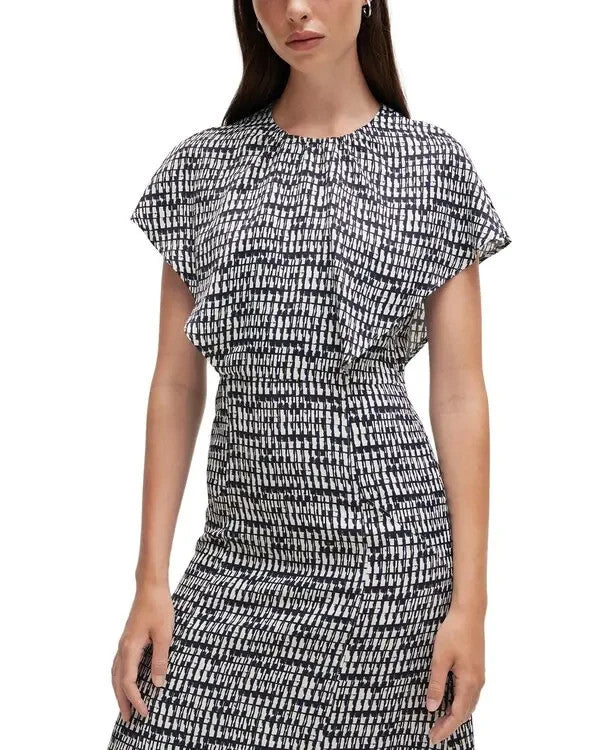 Boss Domicia Printed Draped Sleeve Dress MSRP $ 645