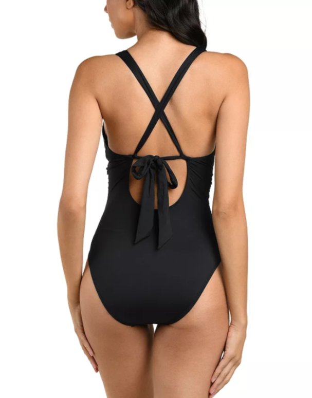 La Blanca Island Goddess Plunge One Piece Swimsuit MSRP $129