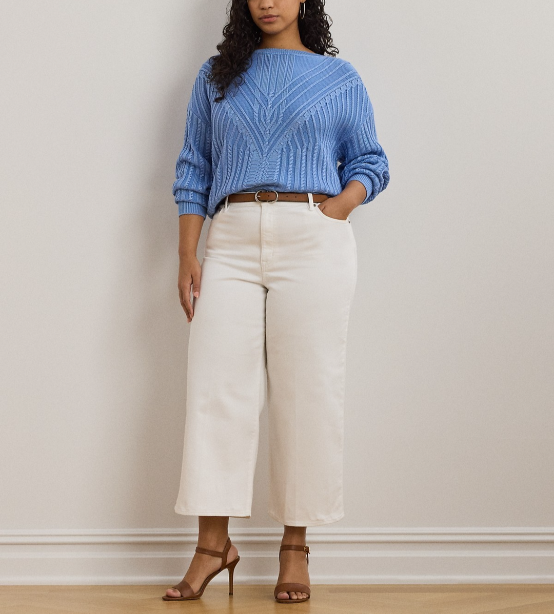 Lauren Ralph Lauren Plus Size High-Rise Wide-Leg Cropped Jeans MSRP $125