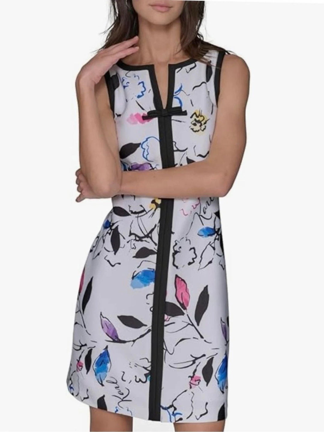 KARL LAGERFELD PARIS Women's Front Bow Detail Sleeveless Short Dress MSRP $139