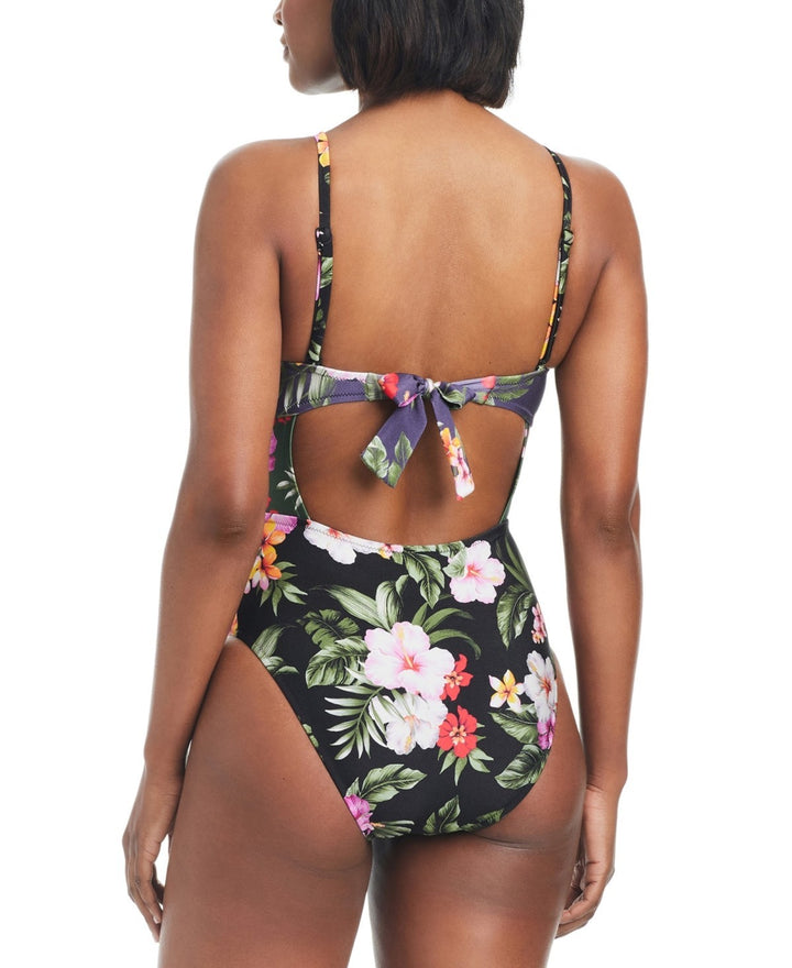 Bar III Floral-Banded Keyhole One-Piece Swimsuit MSRP $94
