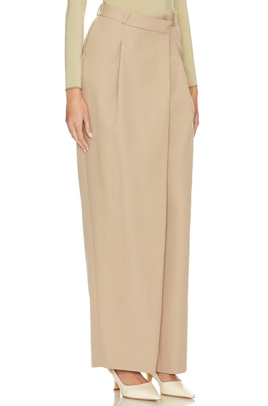 SIMKHAI Overlap Pleated Wide Leg Trouser MSRP $575