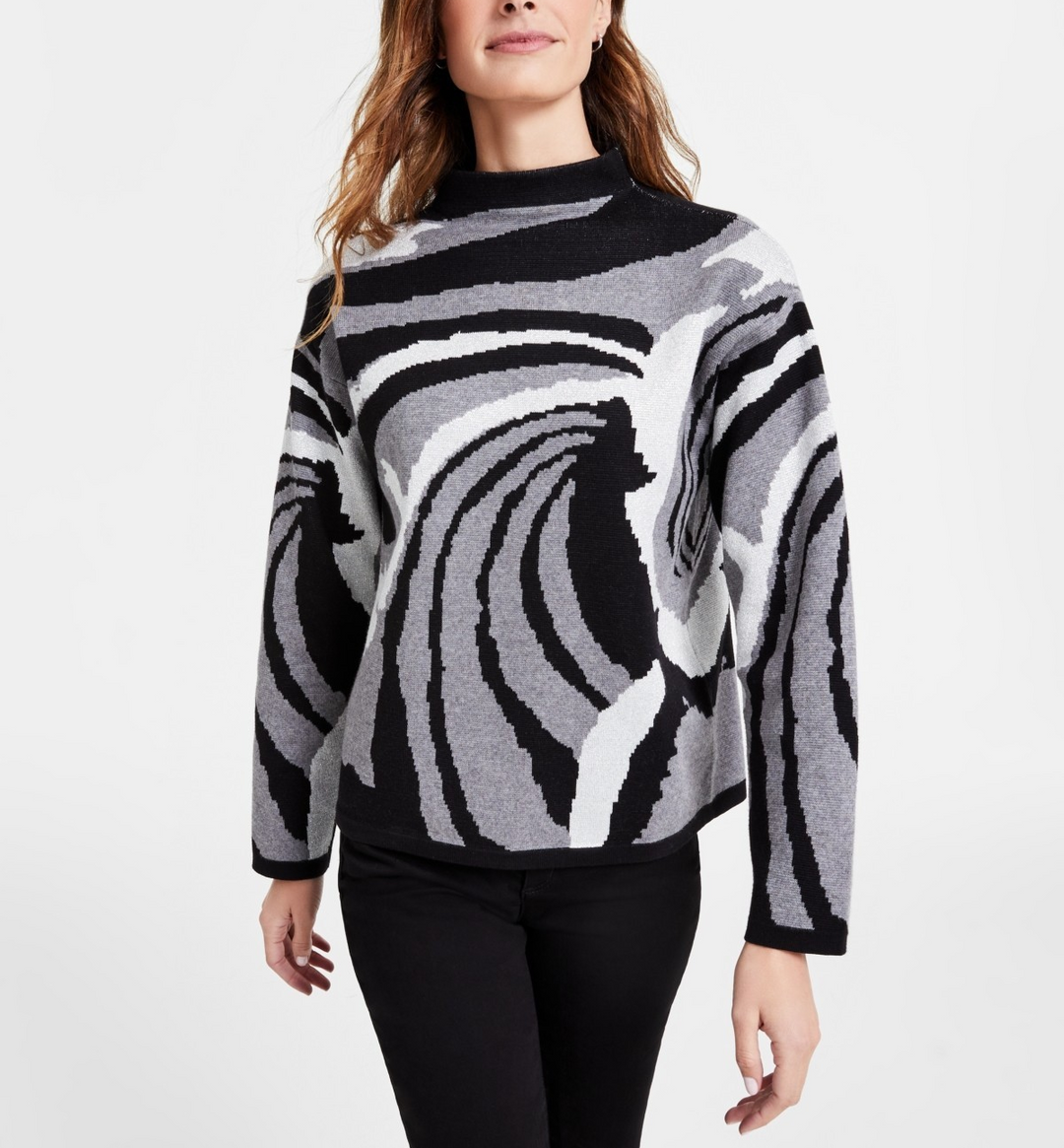 Jones New York Printed Drop-Shoulder Sweater MSRP $89