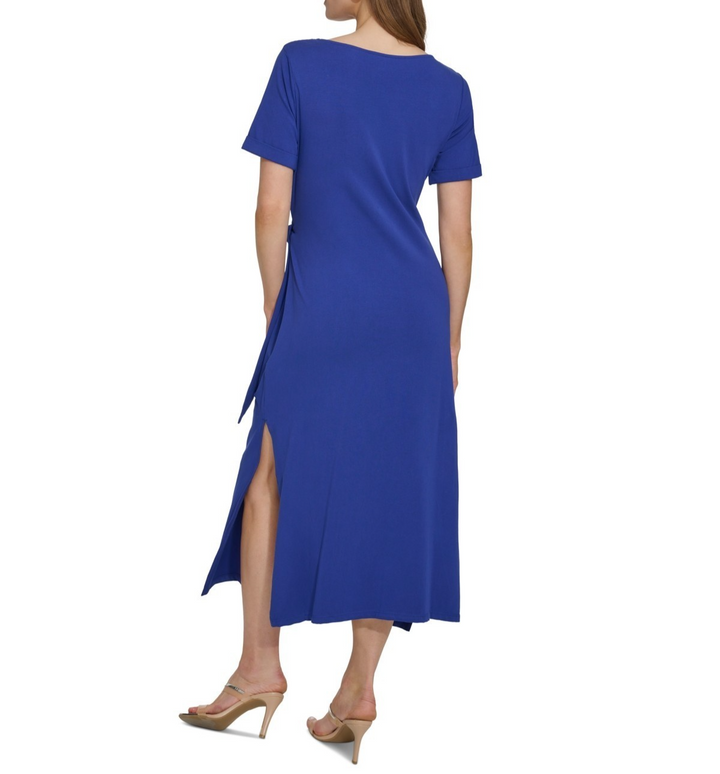 Dkny Women's Side-Tie Short-Sleeve Midi Dress MSRP $99