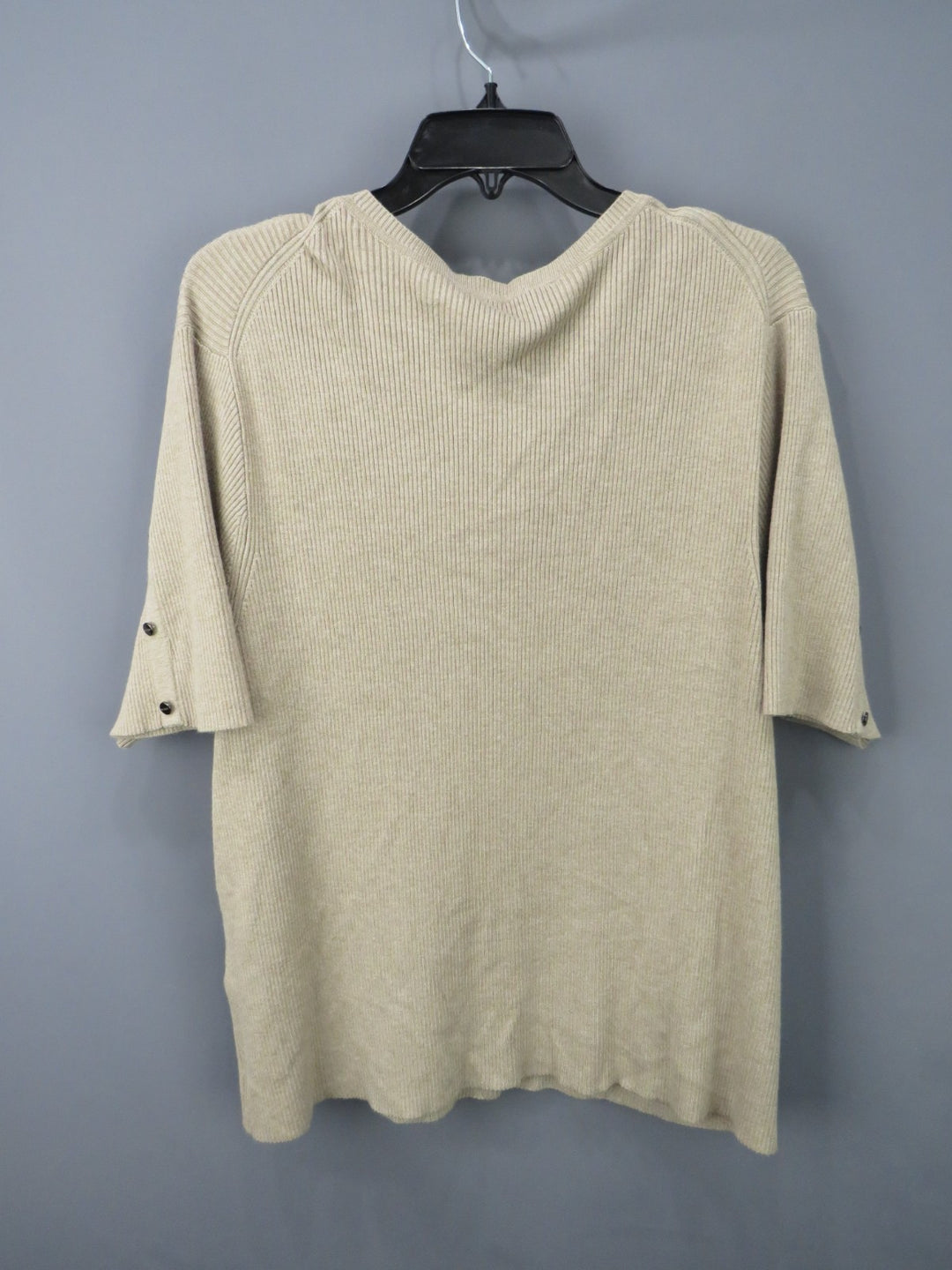 DKNY Women's Plus Size Round Neck Short-Sleeve Ribbed-Knit Top Pullover MSRP $69