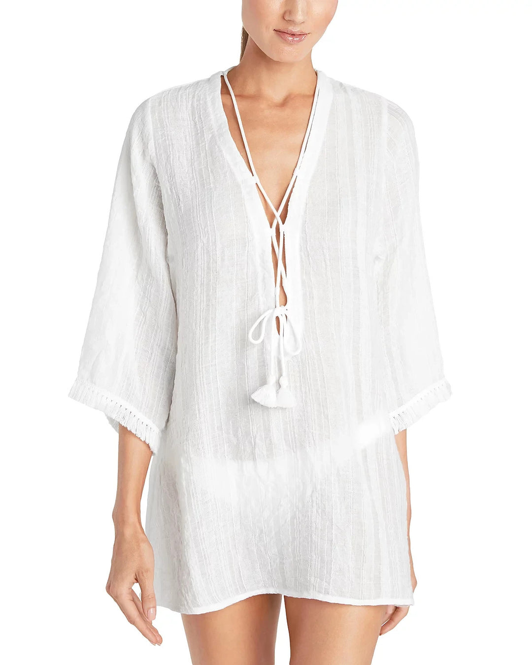Robin Piccone Natalie Front Tie Tunic Swim Cover-Up MSRP $94