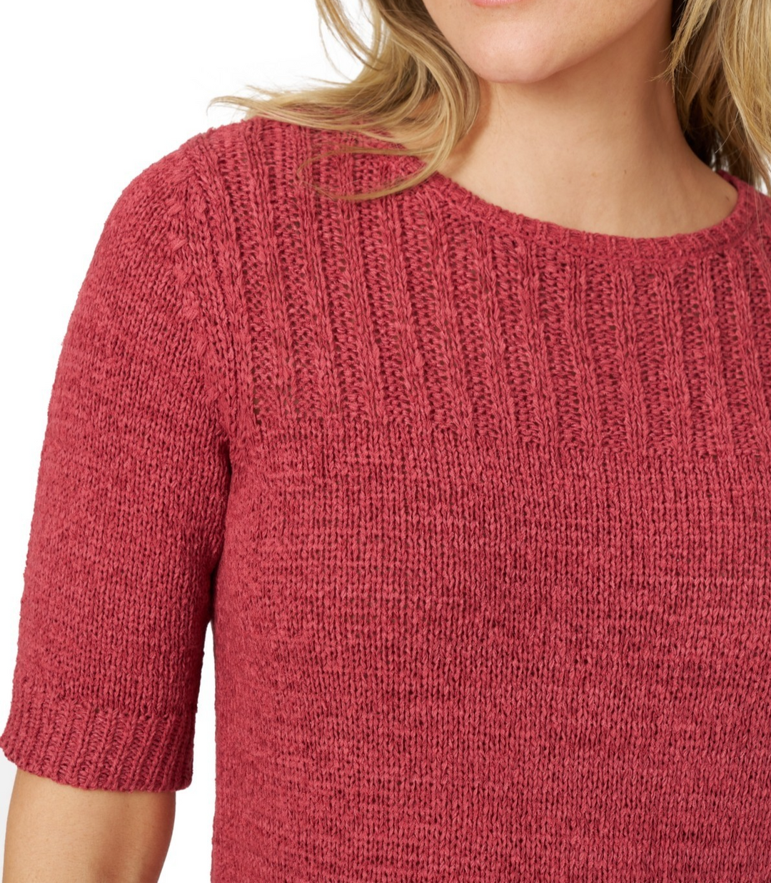 Melissa Paige Women's Elbow-Sleeve Ribbed-Edge Tape-Yarn Sweater MSRP $54.40