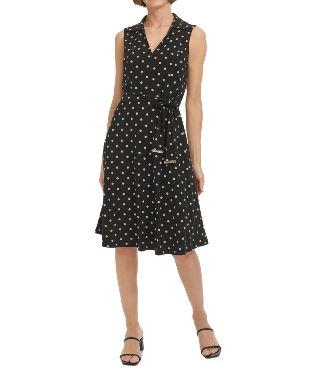 Tommy Hilfiger Women's Polka Dot Jersey Collared Dress MSRP $134