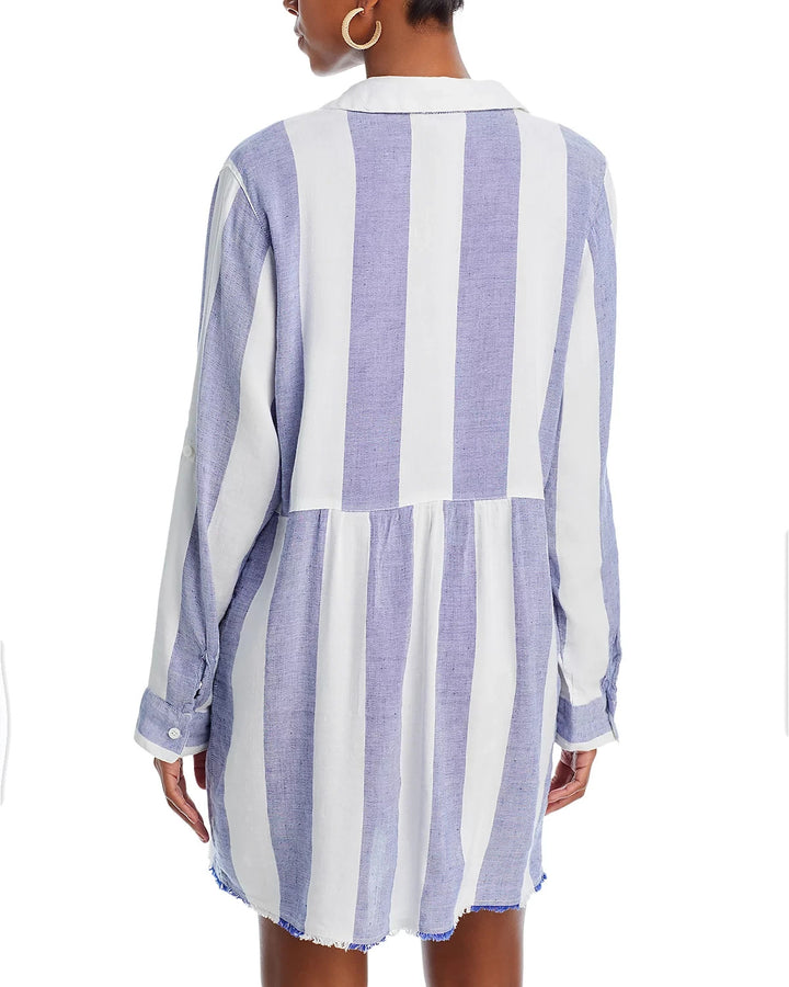 Tommy Bahama Rugby Beach Stripe Boyfriend Shirt Swim Cover up MSRP $110
