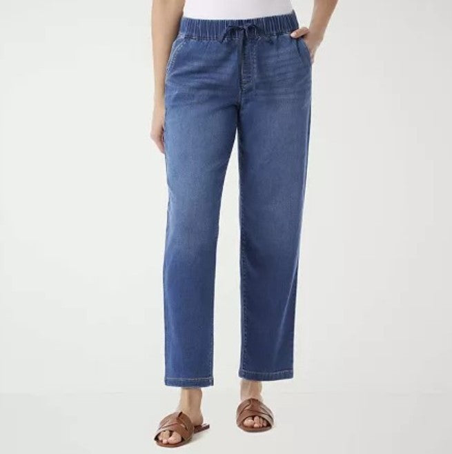 Gloria Vanderbilt Knitology Anya Drawstring Straight-Leg Jeans MSRP $52