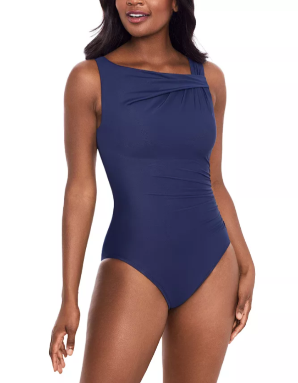 Miraclesuit Rock Solid Avra Underwire Asymmetric One Piece Swimsuit MSRP $180