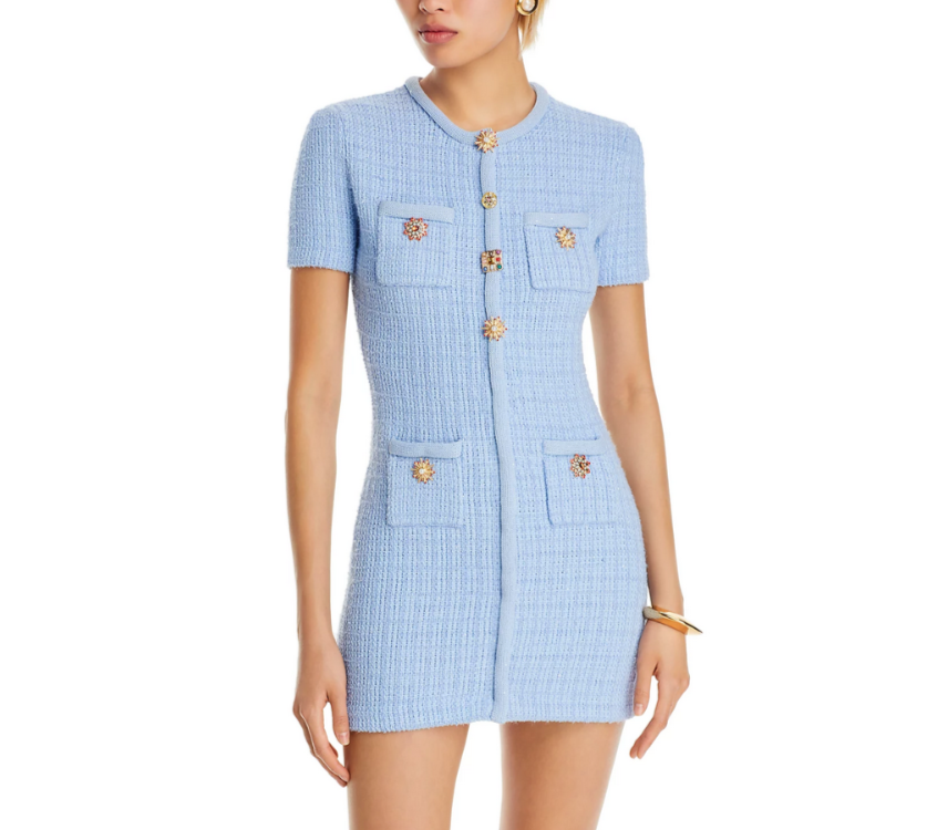 Self-Portrait Beaded Button Knit Dress MSRP $555