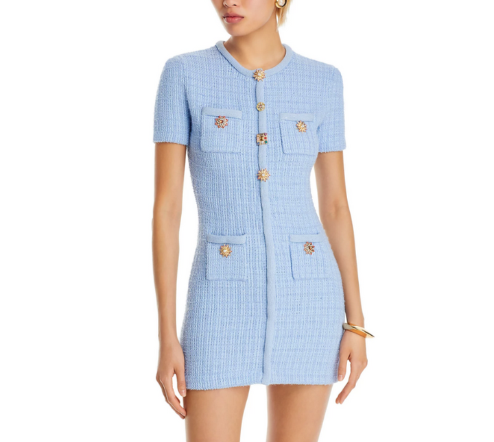 Self-Portrait Beaded Button Knit Dress MSRP $555