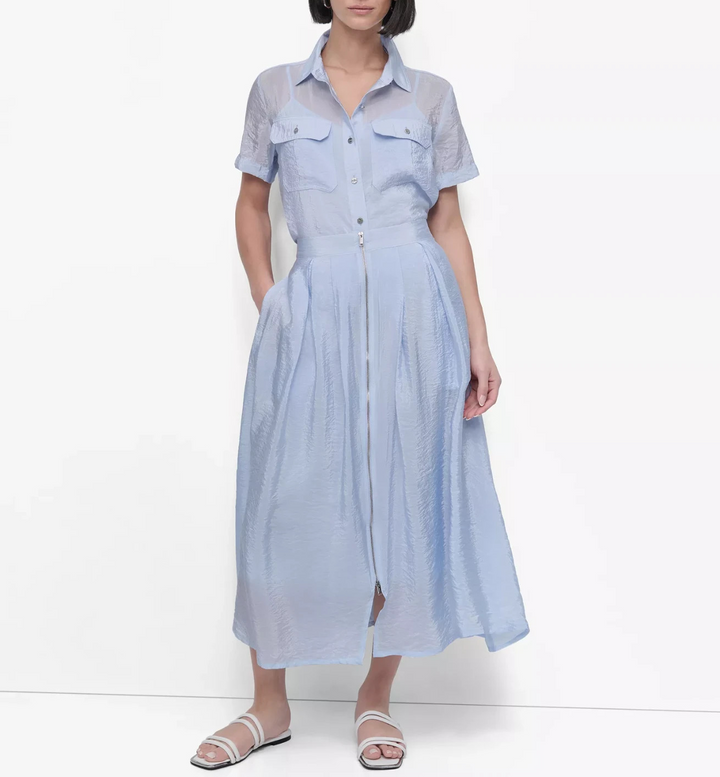 DKNY Women's Zip-Front Tech Midi Skirt MSRP $99