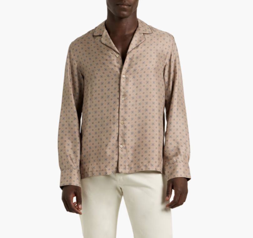 OFFICINE GÉNÉRALE Erwan Printed Silk Shirt MSRP $720