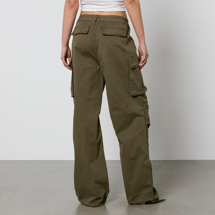 Good American Baggy Cotton-Blend Canvas Cargo Trousers MSRP $258