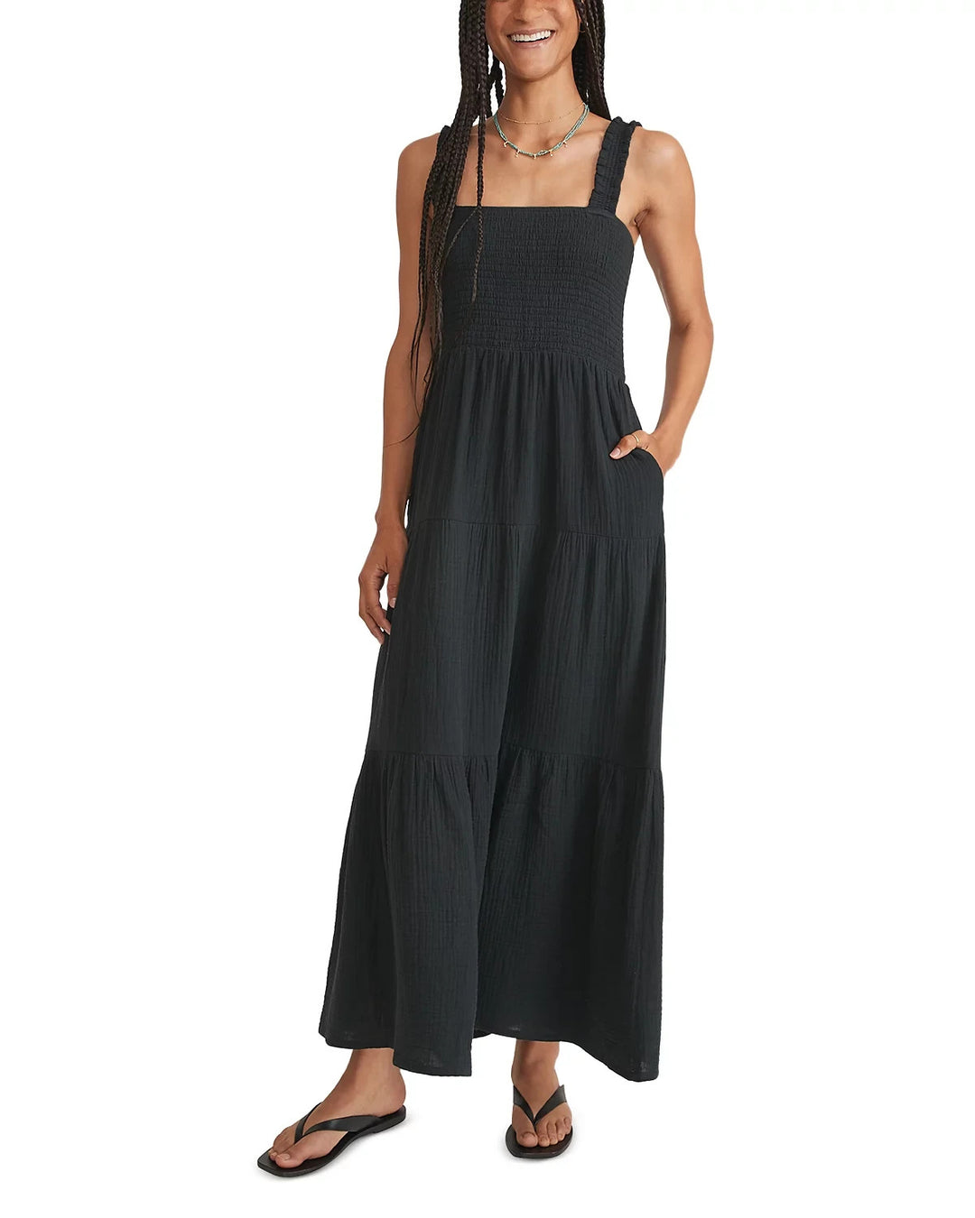 Marine Layer Selene Smocked Maxi Dress MSRP $128