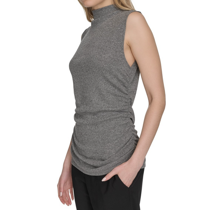 Calvin Klein Women's Sleeveless Metallic Mock-Neck Top MSRP $59