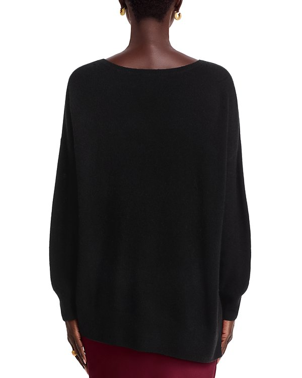 C by Bloomingdale's Cashmere Boat Neck Side Slit Asymmetrical Sweater MSRP $188
