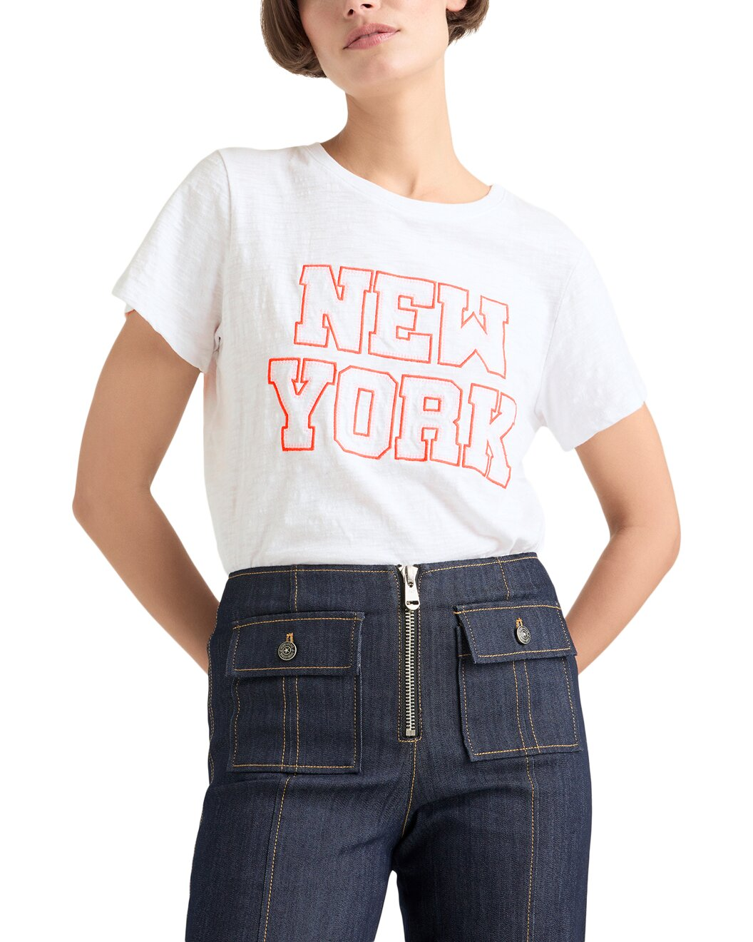 Cinq à Sept Chain-Stitch Paris New York T-Shirt MSRP $185