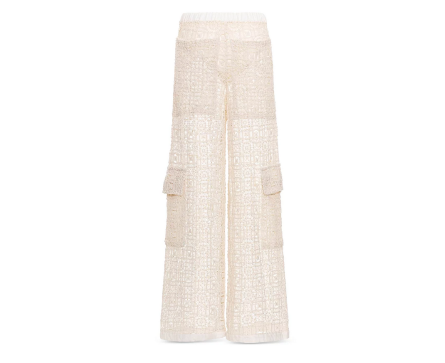 Agua Bendita Maca Jardim Crochet Cargo Cover Up Pants MSRP $250