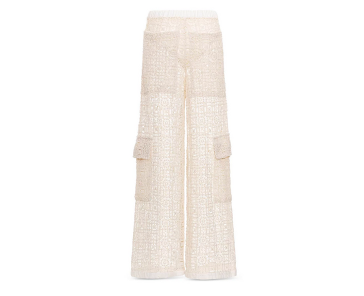 Agua Bendita Maca Jardim Crochet Cargo Cover Up Pants MSRP $250