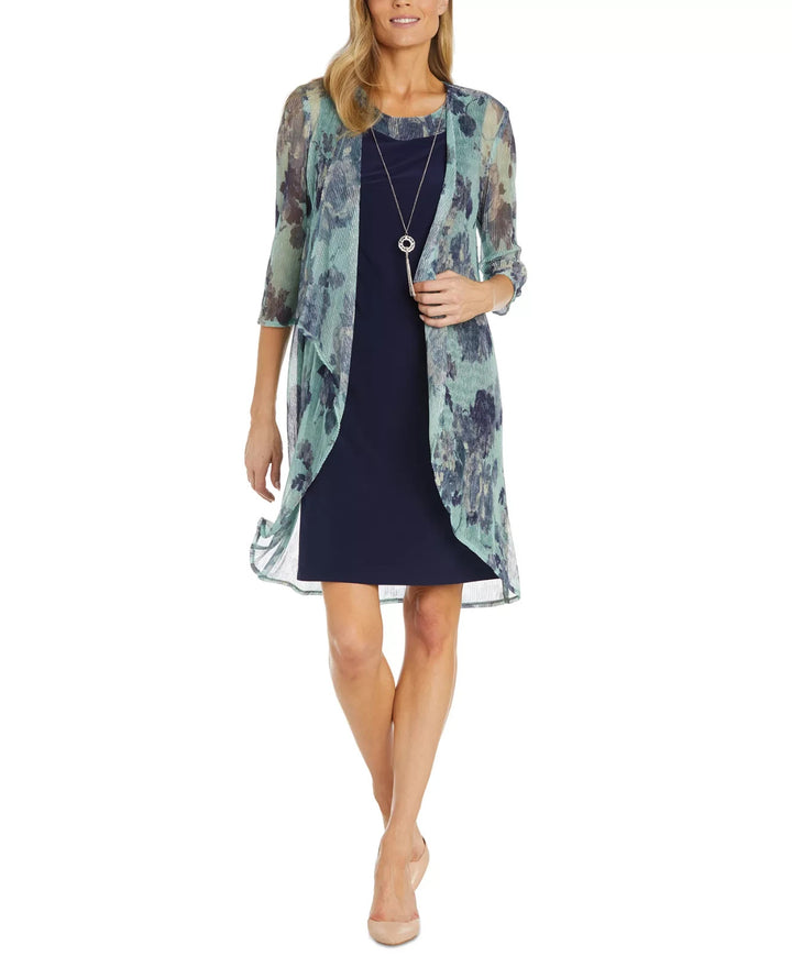 R & M Richards Women's 2-Pc. Printed Jacket & Dress Set MSRP $99