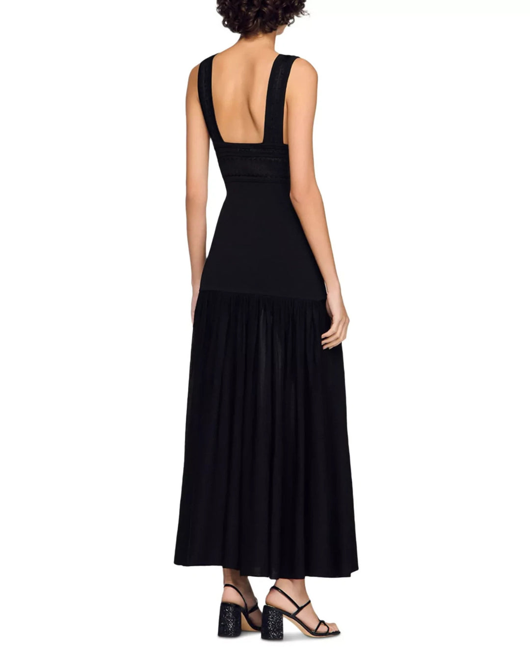 Sandro Ruffled Knit Maxi Dress MSRP $560
