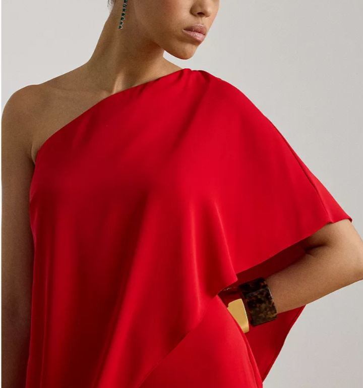Lauren Ralph Lauren Cape Georgette One Shoulder Jumpsuit MSRP $265