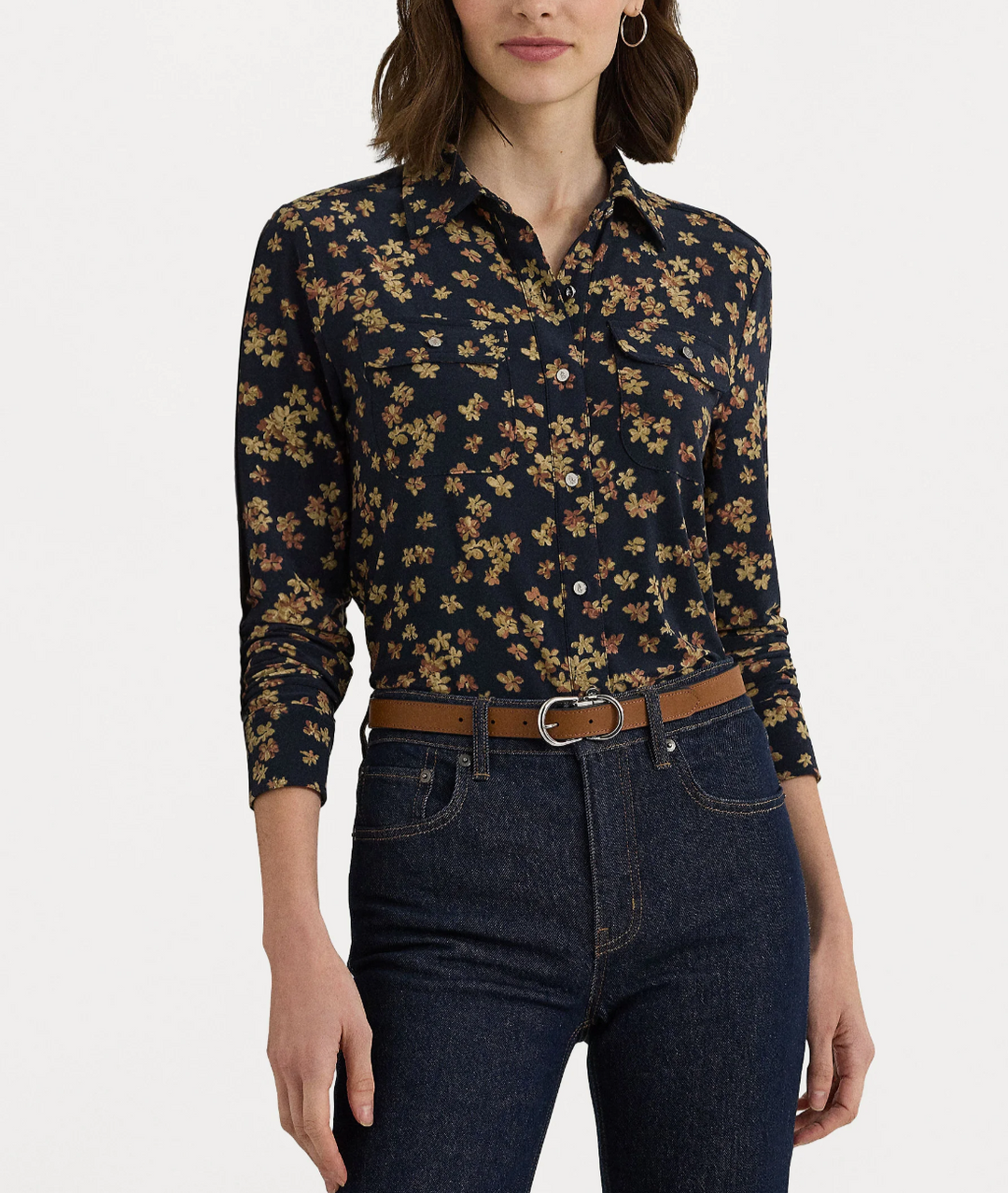 Lauren Ralph Lauren Women's Collared Floral Shirt MSRP $125