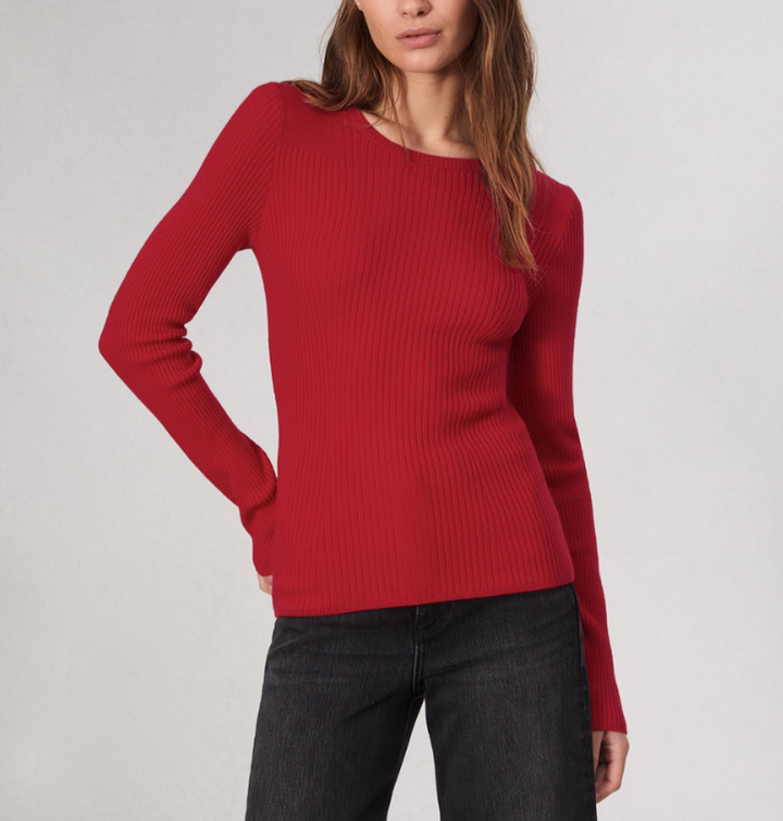 rag & bone Audrina Wool-Blend Crew Neck Ribbed Sweater MSRP $248