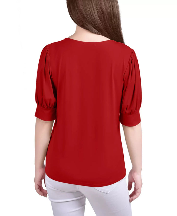 NY Collection Petite Short Sleeve Balloon Sleeve Top MSRP $40