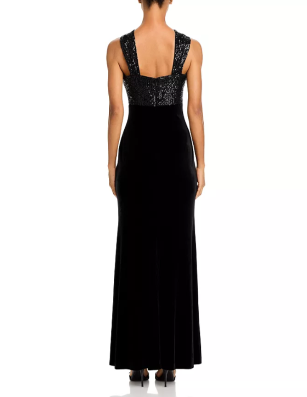 Eliza J Sequined Velvet Mermaid Gown MSRP $218